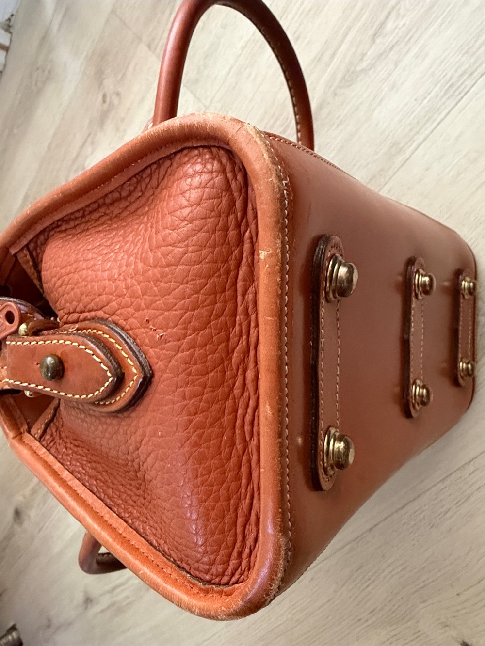 Dooney & Bourke Vintage Pebbled Leather Satchel - Tan Brown - Picture 15 of 16